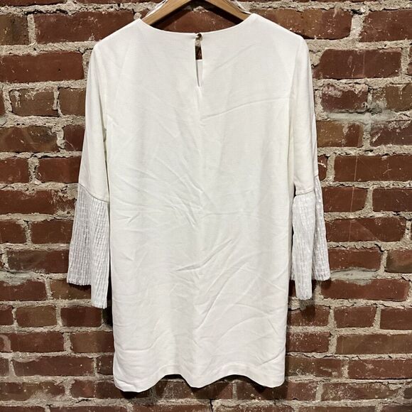 Zara Womens White Dress Lace Sleeves Large - Picture 4 of 5